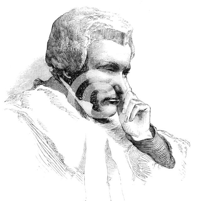 Mr. Baron Bramwell, the New Judge, Court of Exchequer, from a sketch taken in court, 1856.  Creator: Unknown.