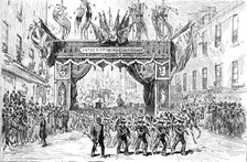 The Lord Mayor's Procession: Arch in London Wall - boys of the Warspite training-ship, 1881. Creator: Unknown.