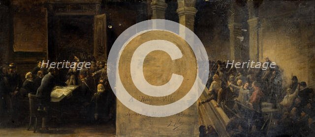 Sketch for the prefect's cabinet at the Hotel de Ville in Paris: Invasion of the Hotel de..., 1889. Creator: Jean-Baptiste Noro.