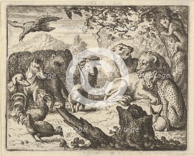 The Lion Announces a Durable Peace to the Animals who Surround Him, 1650-75. Creator: Allart van Everdingen.