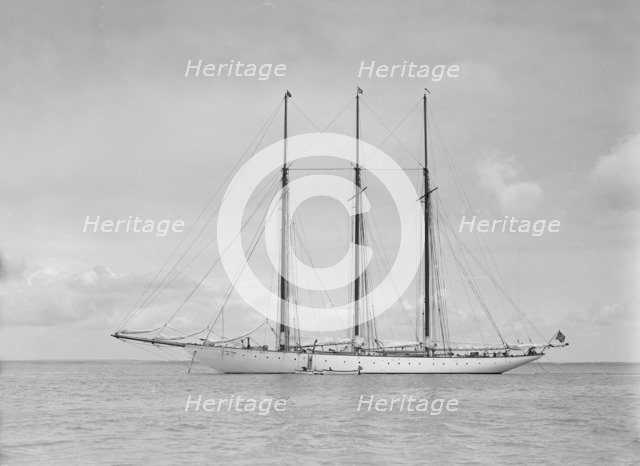 The American three mast schooner 'Karina', 1912. Creator: Kirk & Sons of Cowes.