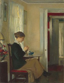Josephine Knitting, 1916. Creator: Edmund Charles Tarbell.