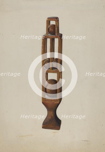 Wood Carving of 6 Balls, 1935/1942. Creator: Alf Bruseth.