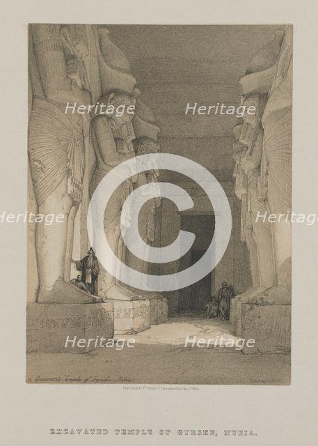Egypt and Nubia, Volume I: Excavated Temple of Gyrshe, Nubia, 1846. Creator: Louis Haghe (British, 1806-1885); F.G.Moon, 20 Threadneedle Street, London.