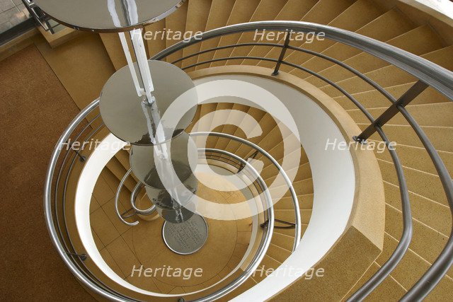 South staircase, De La Warr Pavilion, Bexhill on Sea, East Sussex. 