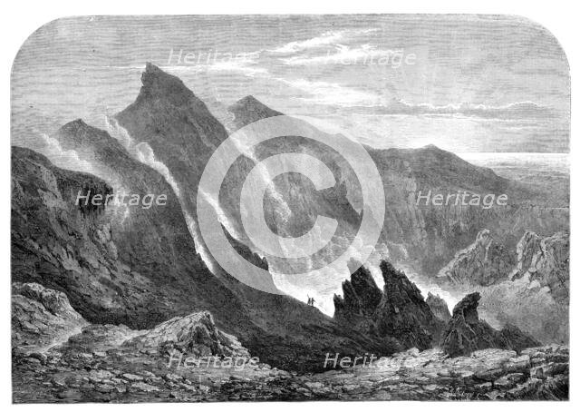 The Crater of Mount Etna - from a drawing by S. Read, 1860. Creator: Mason Jackson.