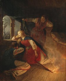 Signe Seeks Death in the Flames of Her Bower, mid-late 19th century. Creator: Vilhelm Wallander.