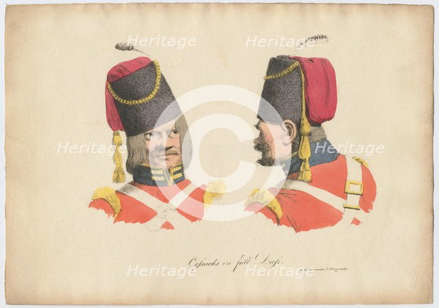 The Cossack uniform, 1820. Artist: Ackermann, Rudolph (1764-1834)