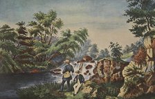 The Trout Stream, Currier & Ives, pub. 1852  (Colour Lithograph)