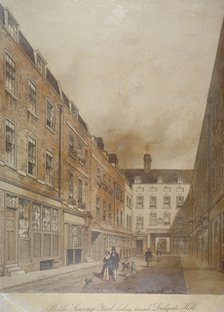 Belle Sauvage Yard, looking towards Ludgate Hill, City of London, 1845. Artist: Anon