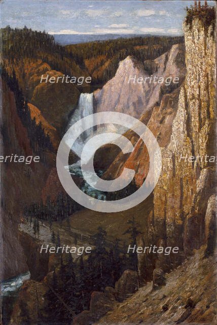 View of the Lower Falls, Grand Canyon of the Yellowstone, 1890. Creator: Grafton Tyler Brown.