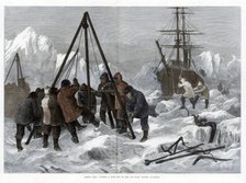 'Arctic Life, Cutting a Way Out of the Ice from Winter Quarters', 1875. Artist: W Palmer