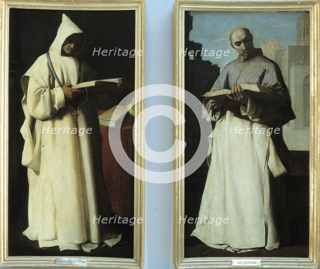 'Saint Artaldo' (Left) 'Saint Antelmo', from the Carthusian monastery of Our Lady of Defensión i…