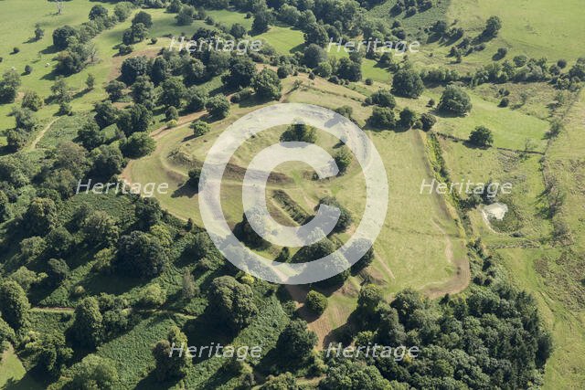 Elmley Castle, a medieval ringwork and bailey within two Iron Age hillforts, Worcestershire, 2016. Creator: Damian Grady.