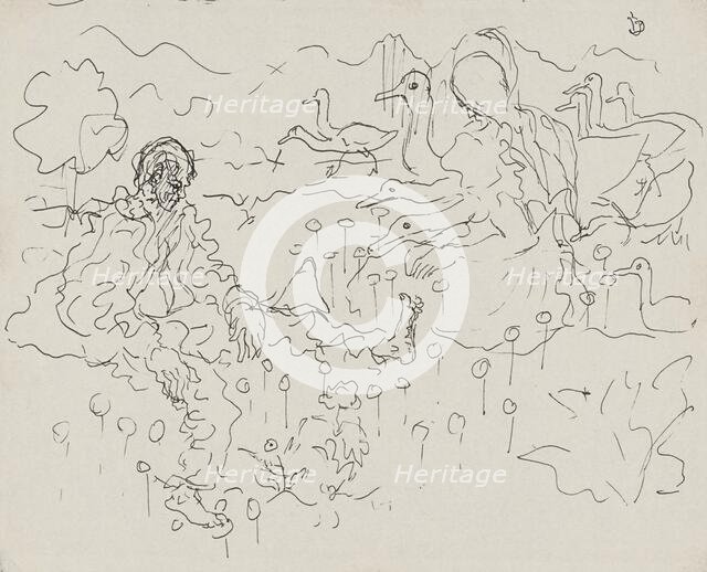 Man with geese, c1935. Creator: Arnold Peter Weisz-Kubincan.