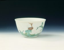 Famille verte cup with stork, Qing dynasty, China, c1720. Artist: Unknown