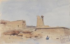 The Temple of Dendur, Showing the Pylon and Terrace, 1874. Creator: Frederick Arthur Bridgman.