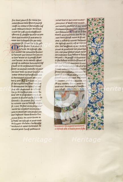 The English Capturing the Flemish Fleet and Burning Flemish Towns, c1380s, c1480-1483. Creator: Unknown.