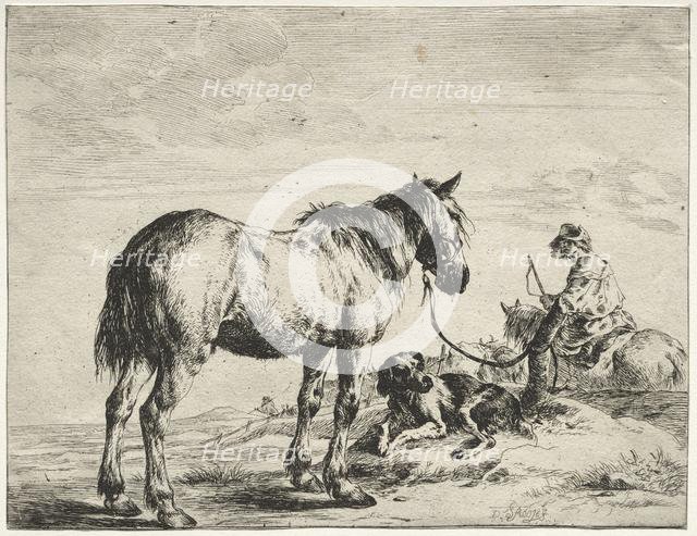 Horse bound to a post. Creator: Dirck Stoop (Dutch, c. 1618-1681).