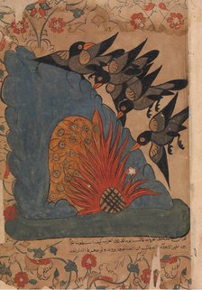 The Crows Trap the Owls in Their Cave by Lighting a Fire at the Entrance and Fanning..., 18th cent. Creator: Unknown.