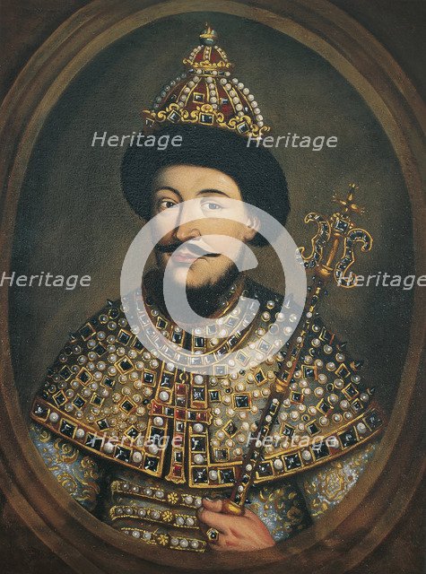 Portrait of the Tsar Alexis I Mikhailovich of Russia (1629-1676), 1670s. Artist: Austrian master (active ca. 1440-1450)