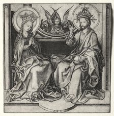 God the Father and the Blessed Virgin Enthroned Attended by Angels, c. 1480-90. Creator: Martin Schongauer (German, c.1450-1491).