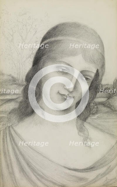 Bust of a Maiden in a Landscape, 1910. Creator: Armand Point.