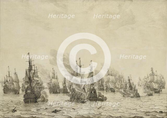 The Battle of Livorno (Leghorn), c.1659-c.1699. Creator: Willem van de Velde I.