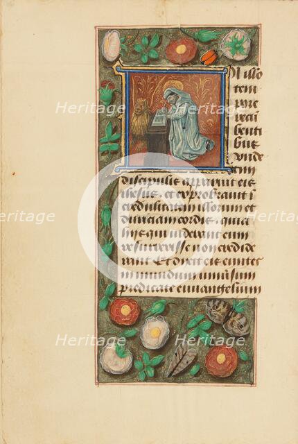 Initial I: Saint Mark; Crohin-La Fontaine Hours, (about 1480-1485?). Creators: Master of the Dresden Prayer Book, Workshop of the Master of the Dresden Prayer Book.