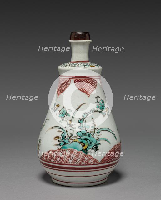 Wine Bottle with Plum and Pine Tree Design: Ko Imari Type, late 17th century. Creator: Unknown.