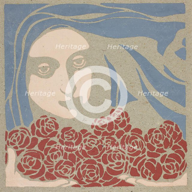 Woman's Head with Roses, 1899. Creator: Koloman Moser.