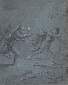 Night scene with soldiers chasing a fugitive (Mark XIV, 5-52), 1611-74. Creator: Leonard Bramer.