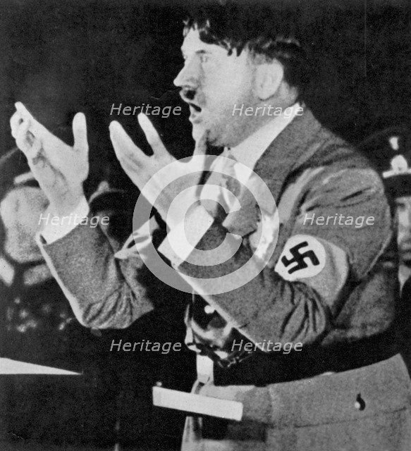 Adolph Hitler addressing a rally, c1930s. Artist: Unknown