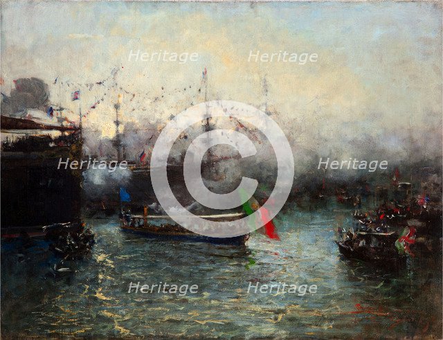 Arrival of the Lancia Reale to the Columbus festival in Genoa.