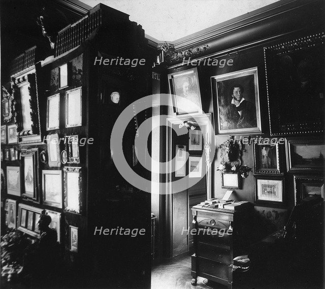 Interior of the Museum of the author and Historian Alexander Onegin in Paris, 1920s.  Artist: Anon