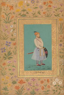 Portrait of Qilich Khan Turani, Folio from the Shah Jahan Album, recto: ca. 1640; verso: ca. 1530-50 Creators: Lalchand, Mir 'Ali Haravi.