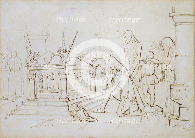 The Crusader's Return, 1840. Artist: John Everett Millais.