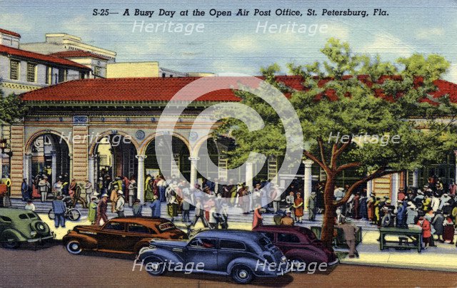 'A Busy Day at the Open Air Post Office, St Petersburg, Florida', USA, 1940. Artist: Unknown