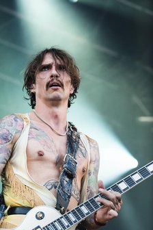 The Darkness live at the Cornbury Music Festival, Great Tew Park, Oxfordshire, Jul 2022. Creator: Annapaola Marchesani.