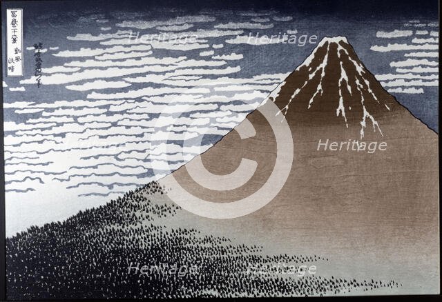 'Monte Fuji', painting from the series '36 Views of Mount Fugi', 1834. Creator: Hokusai, Katsushika (1760 - 1849).