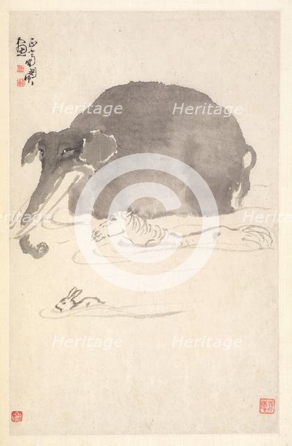 Elephant, Horse, and Hare, 1788. Creator: Min Zhen (Chinese, 1730-after 1788).