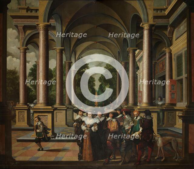 Gallery of a Palace with Ornamental Architecture and Columns, 1630-1632. Creator: Dirck van Delen.