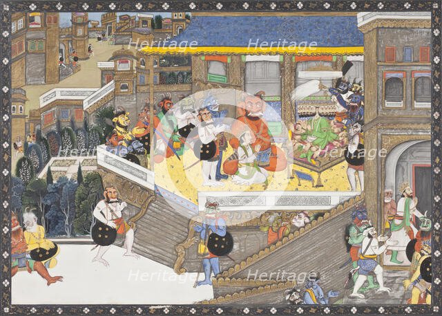 Lakshmana at Ravana's Court, Folio from a Ramayana (Adventures of Rama) (image 1 of 6), c1850. Creator: Unknown.