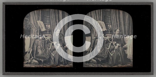 Untitled (Portrait of a Woman Sewing), 1850. Creator: Thomas Richard Williams.