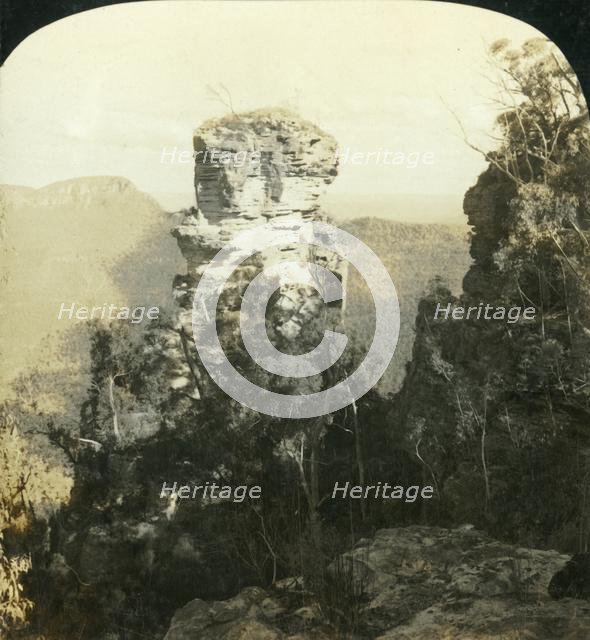 'The Orphan and Indian Face Rocks,...Blue Mountains, N.S.W., Australia', 1909.  Creator: George Rose.