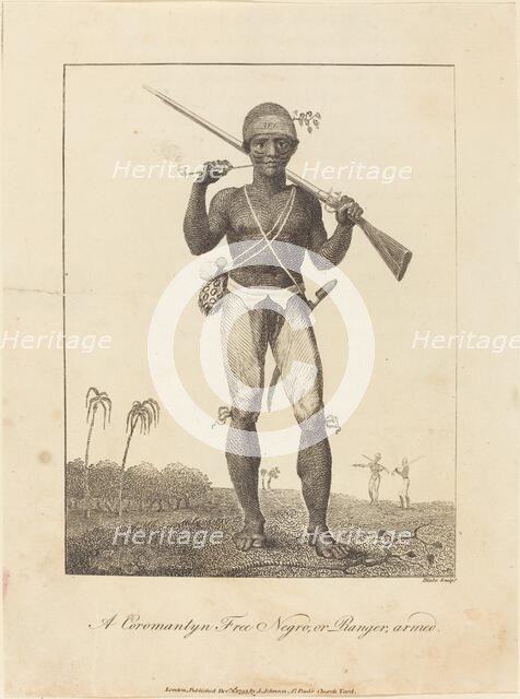 A Coromantyn Free Negro, or Ranger, armed, 1793. Creator: William Blake.
