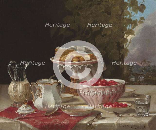 Strawberries and Cakes, 1860. Creator: Francis, John F. (1808-1886).