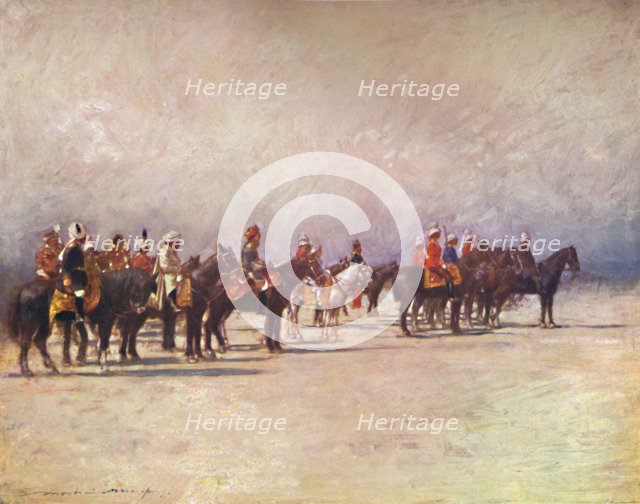 'Viceroy reviewing the Troops', 1903. Artist: Mortimer L Menpes.