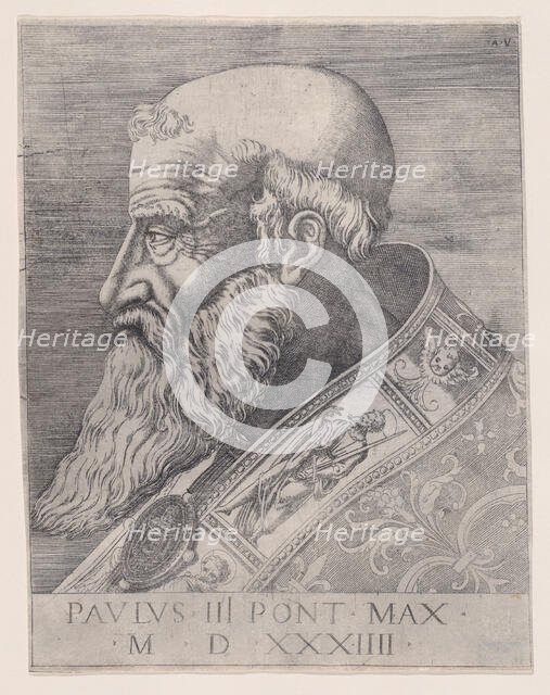 Pope Paul III, Bareheaded, dated 1534. Creator: Agostino Veneziano.