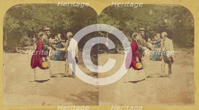 Group of people in a park, 1855-1860. Creator: Unknown.